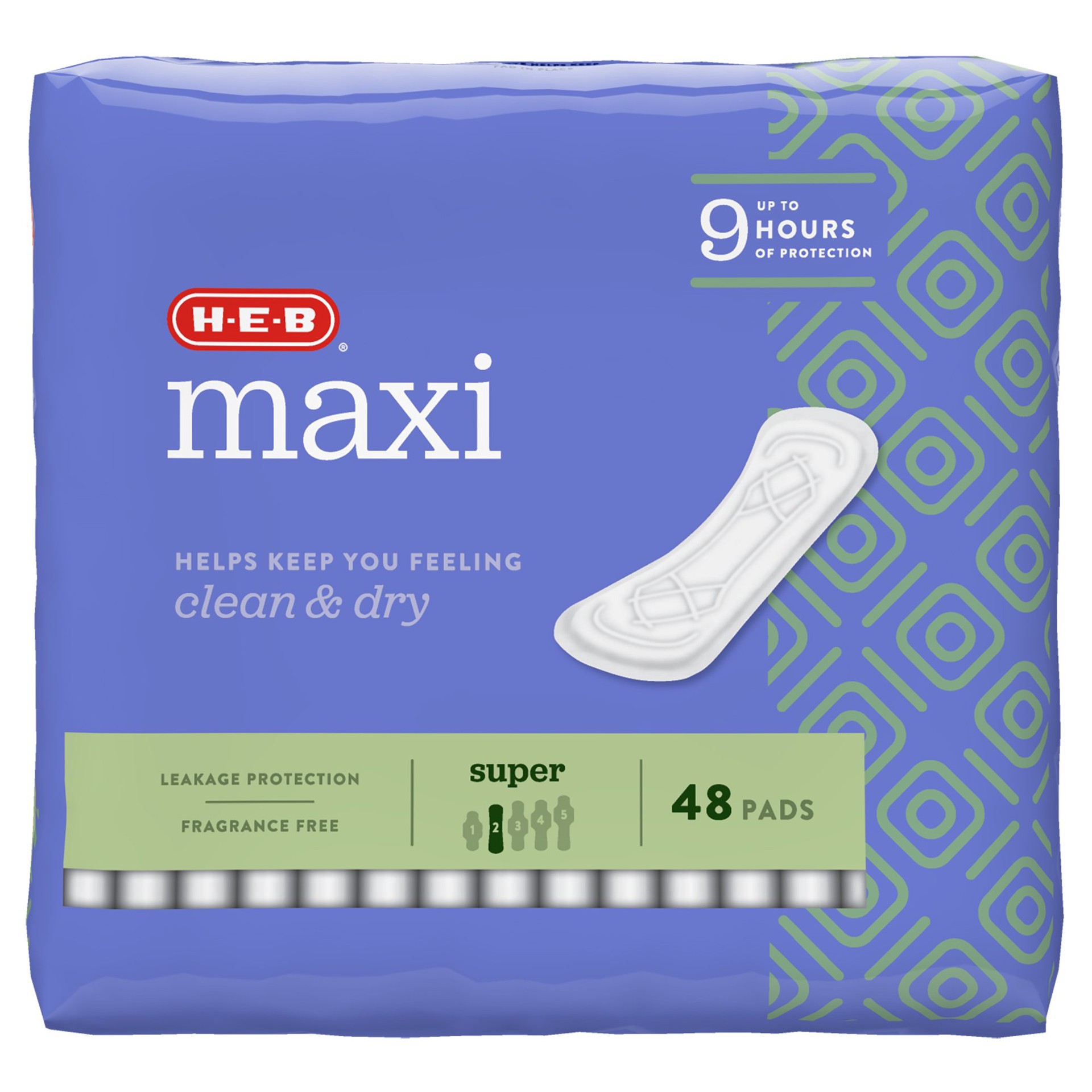 slide 1 of 1, H-E-B Maxi Pads - Super, 48 ct