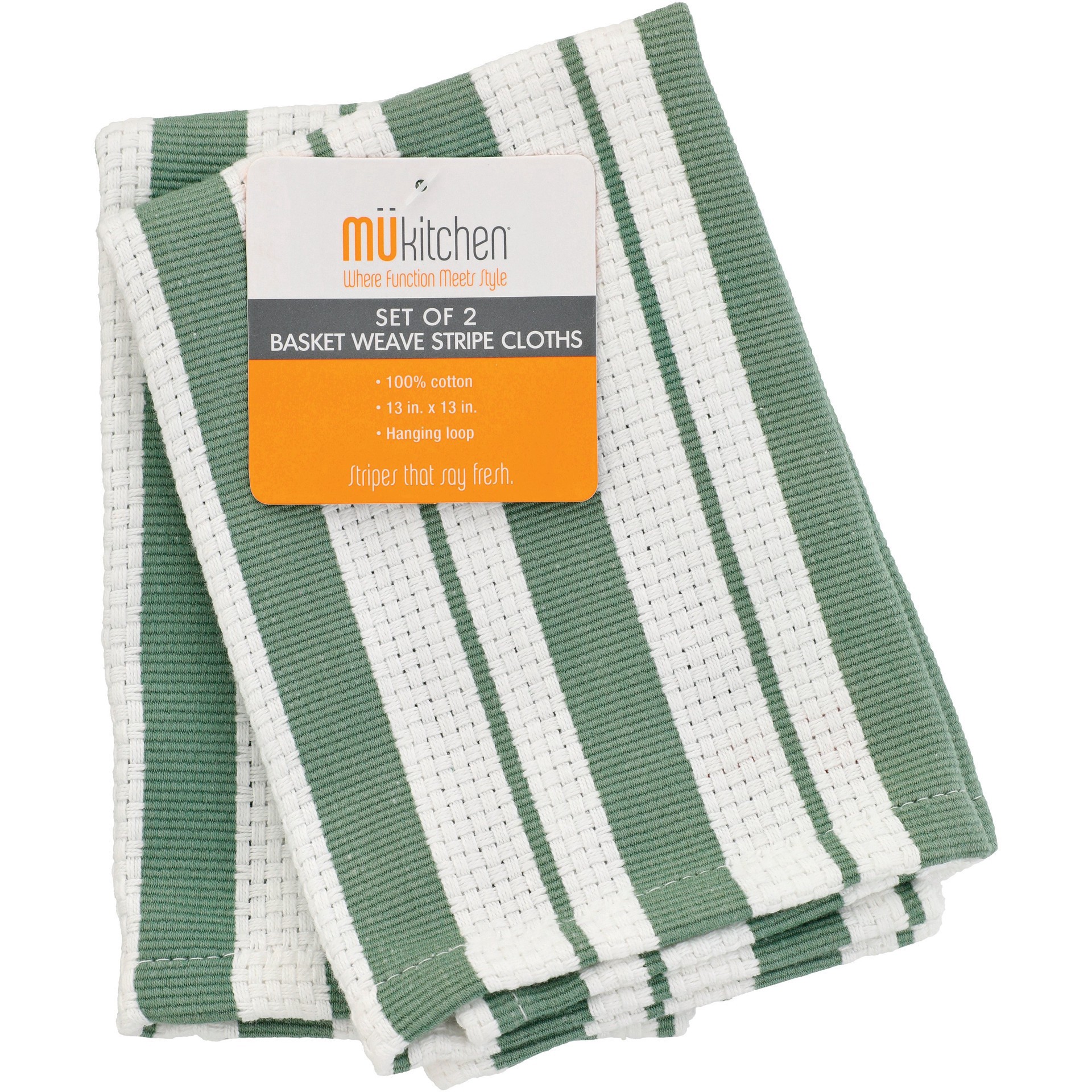 slide 1 of 1, MÜkitchen Basket Weave Cloths - Green, 2 Pk, 12 ft x 12 ft