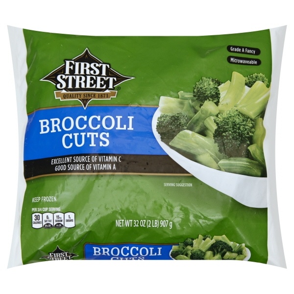 slide 1 of 1, First Street Broccoli Cuts, 2 lb