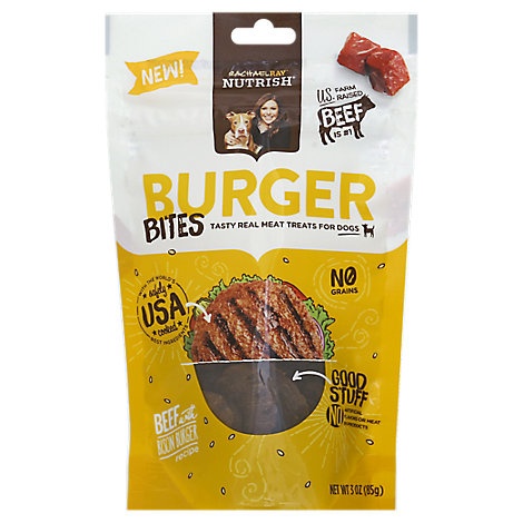 slide 1 of 1, Rachael Ray Nutrish Treats For Dogs Burger Bites Beef With Bison Burger Pouch, 3 oz