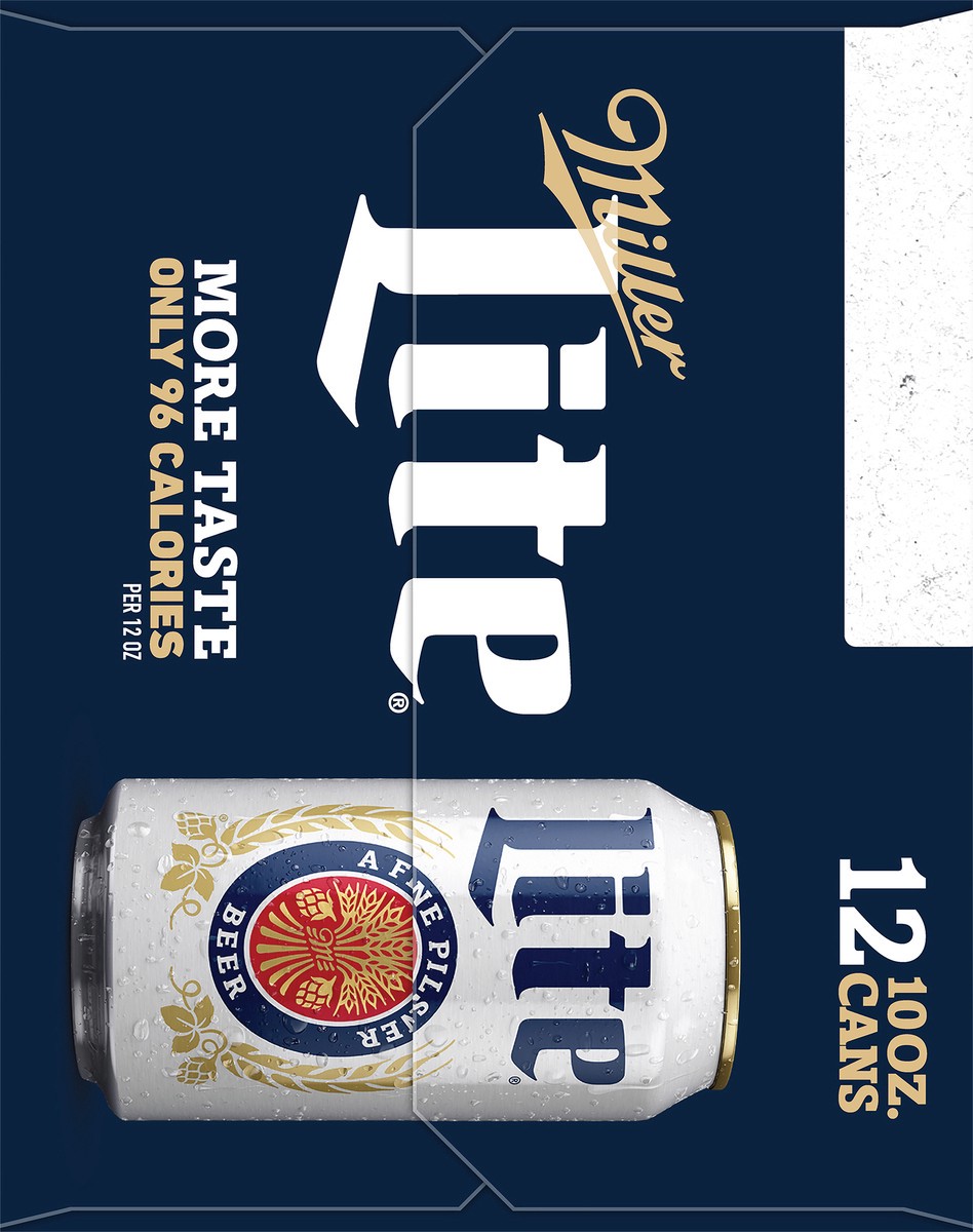 slide 8 of 9, Miller Lite American Light Lager Beer, 4.2% ABV, 12-pack, 10-oz beer cans, 240 oz