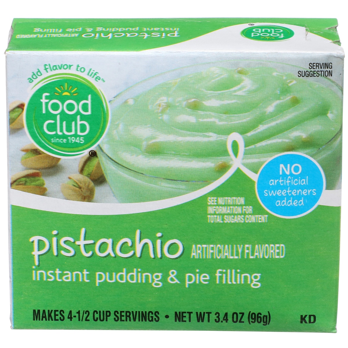 slide 1 of 1, Food Club Pistachio Instant Pudding & Pie Filling, 3.4 oz