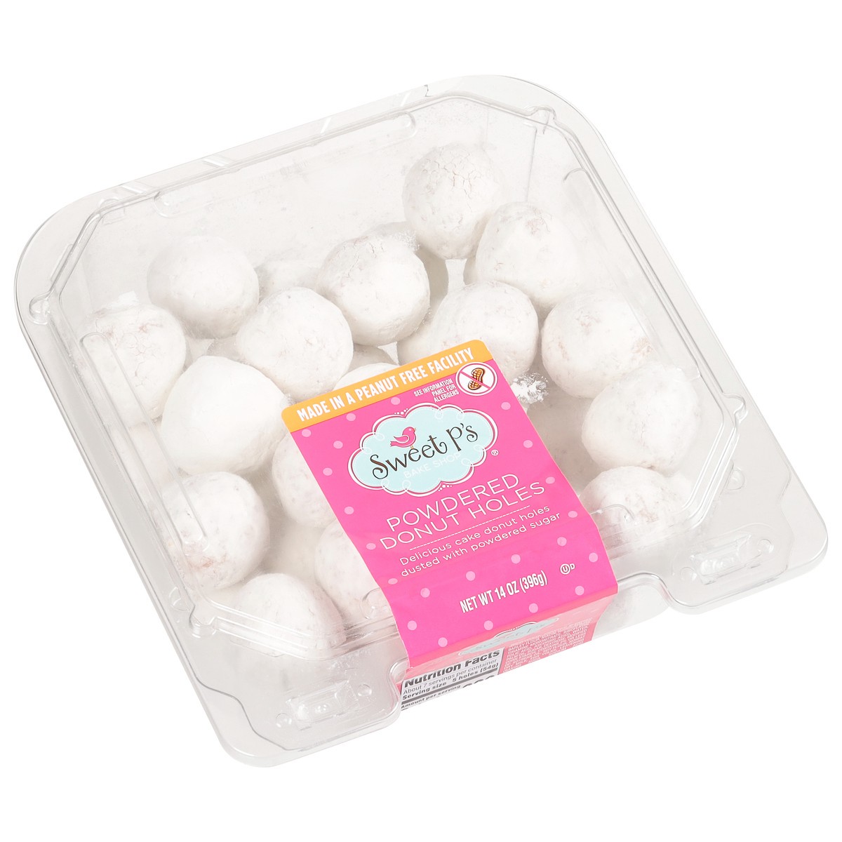 slide 3 of 9, Sweet P's Bake Shop Powdered Donut Holes 14 oz, 