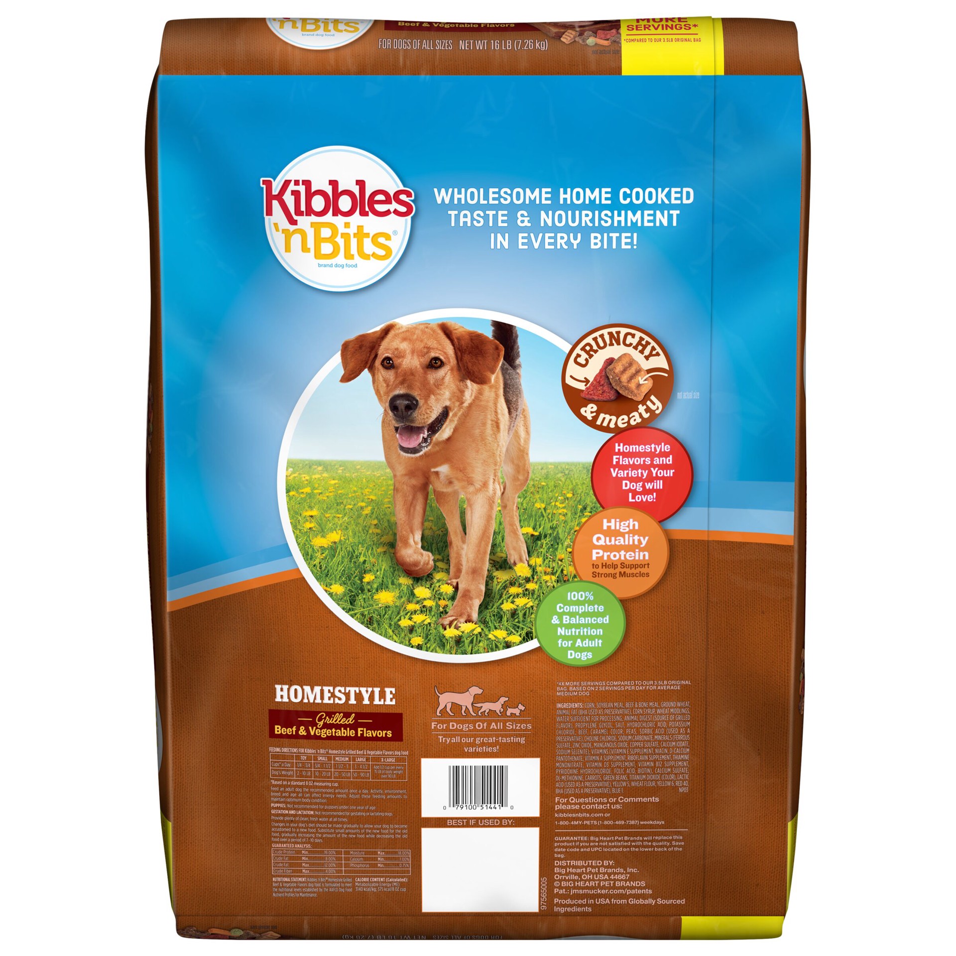 slide 4 of 5, Kibbles 'n Bits Homestyle Grilled Beef & Vegetable Flavors, 16-Pound, 17.6 lb