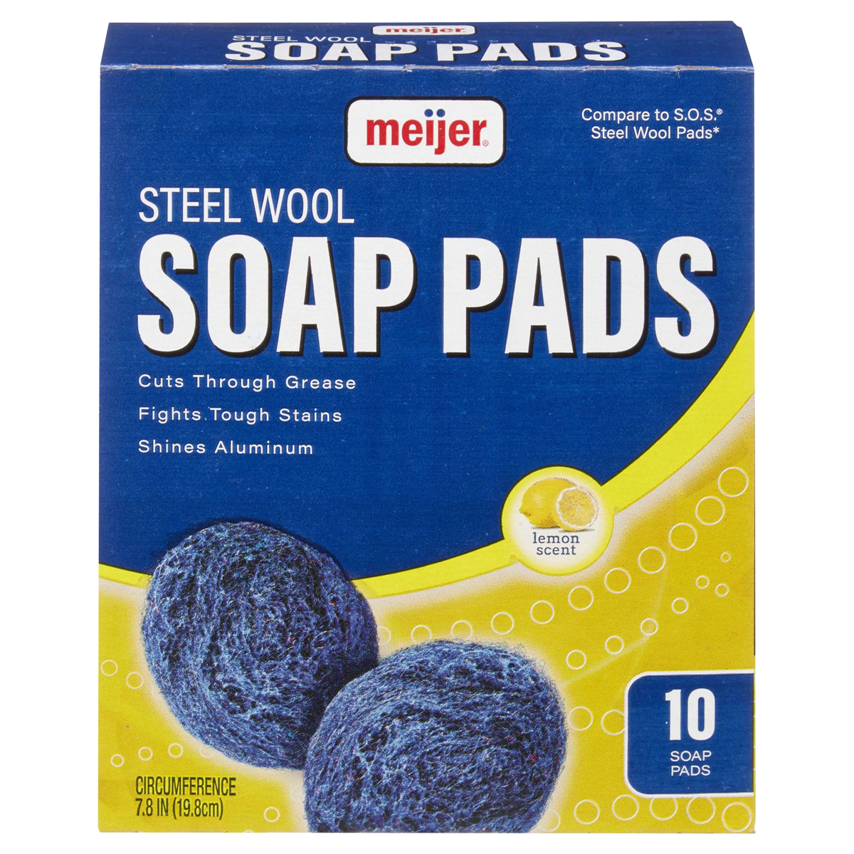 slide 1 of 2, Meijer Steel Wool Soap Pads Lemon, 10 ct