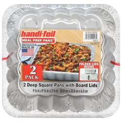 Handi-Foil Meal Prep Deep Square Pans with Board Lids 2 Each
