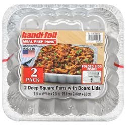 Handi-Foil Meal Prep Deep Square Pans with Board Lids 2 Each