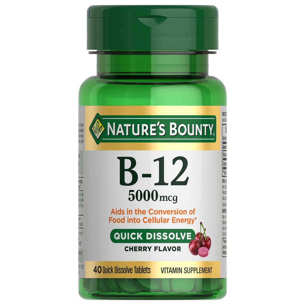 slide 1 of 9, Nature's Bounty Vitamin B12 5,000 mcg Quick Dissolve, 40 ct