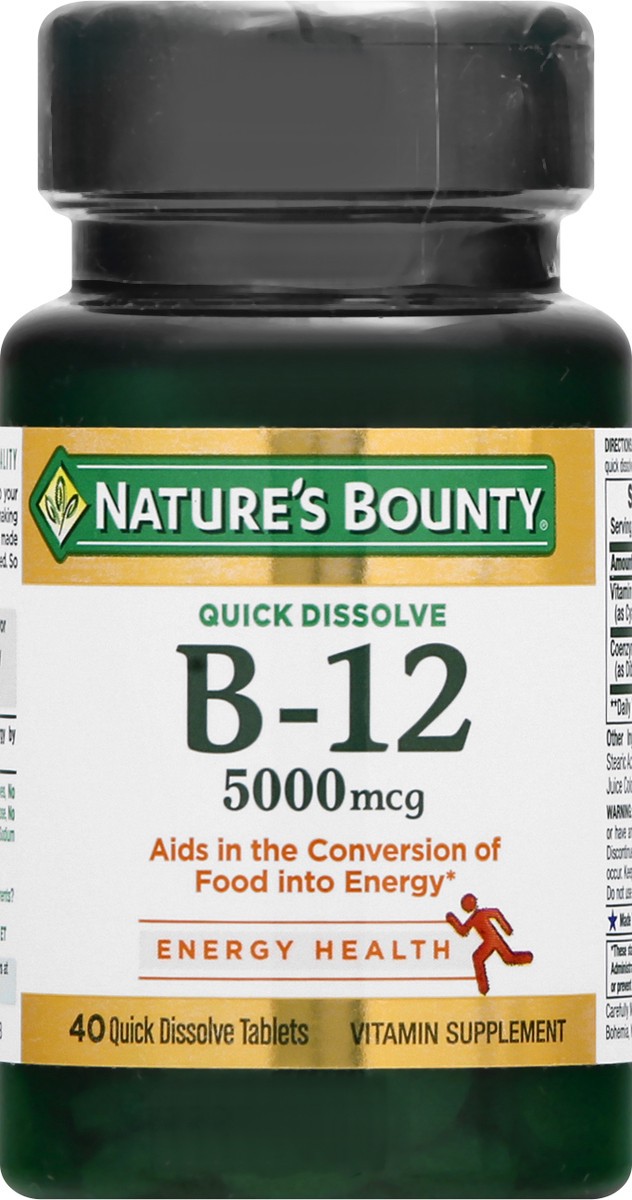 slide 9 of 9, Nature's Bounty Vitamin B12 5,000 mcg Quick Dissolve, 40 ct