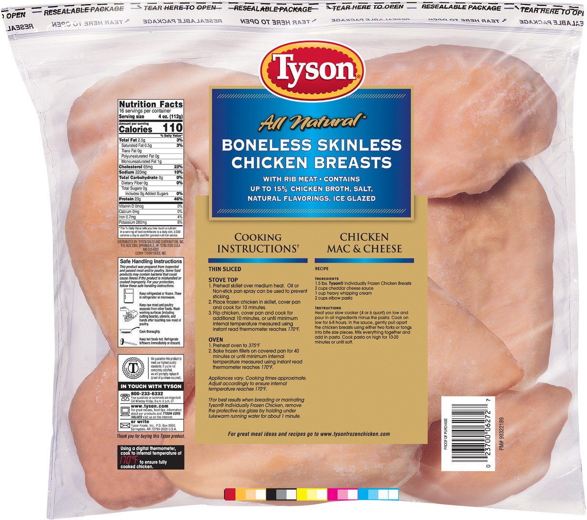 slide 3 of 4, Tyson Boneless Skinless Chicken Breasts, 4 lb. (Frozen), 4 lb