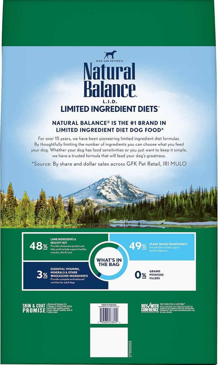 slide 7 of 9, Natural Balance L.I.D. Limited Ingredient Diets Grain Free Lamb Formula Dog Food 24 lb, 24 lb