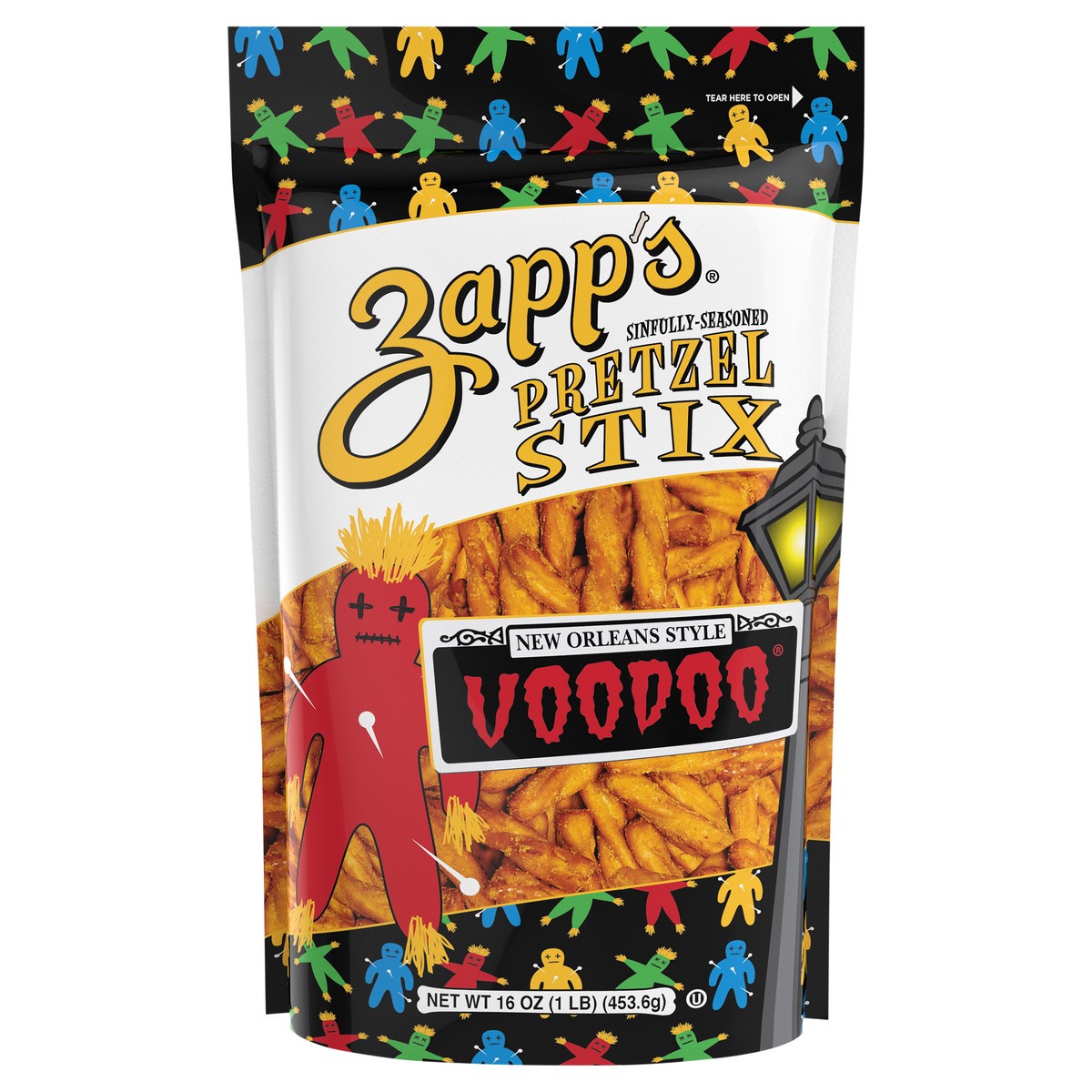 slide 1 of 7, Zapp's New Orleans Style Sinfully-Seasoned Voodoo Pretzel Stix 16 oz, 16 oz