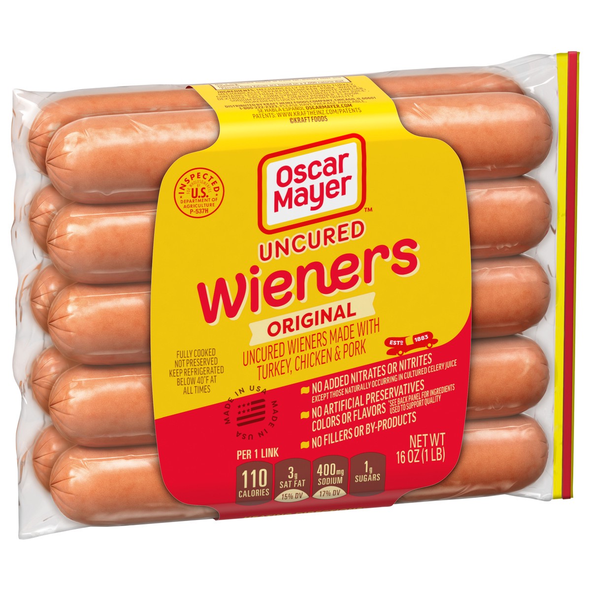 slide 6 of 9, Oscar Mayer Original Uncured Wieners Hot Dogs - 16oz/10ct, 