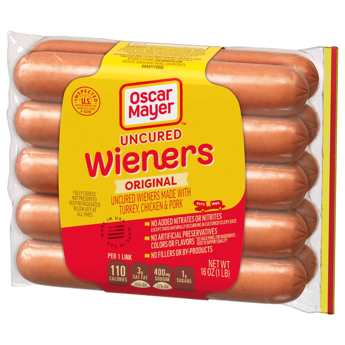slide 3 of 9, Oscar Mayer Original Uncured Wieners Hot Dogs - 16oz/10ct, 
