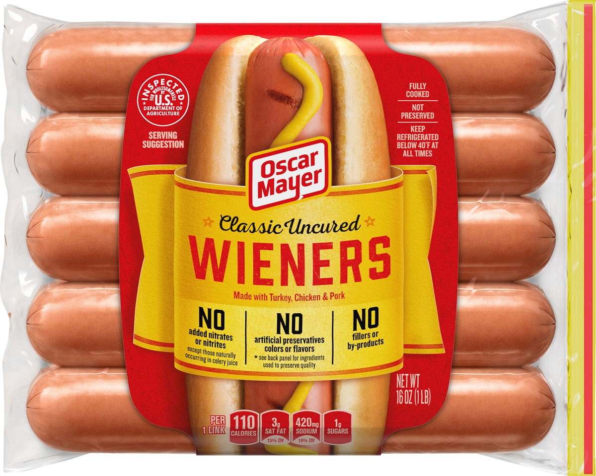 slide 9 of 10, Oscar Mayer Classic Uncured Wieners Hot Dogs Pack, 16 oz