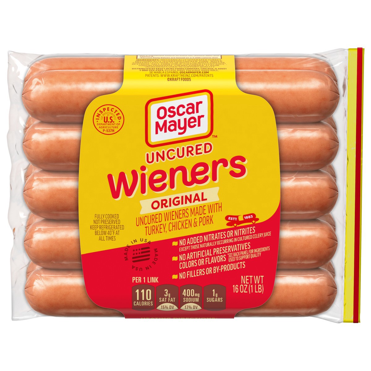 slide 1 of 9, Oscar Mayer Original Uncured Wieners Hot Dogs - 16oz/10ct, 