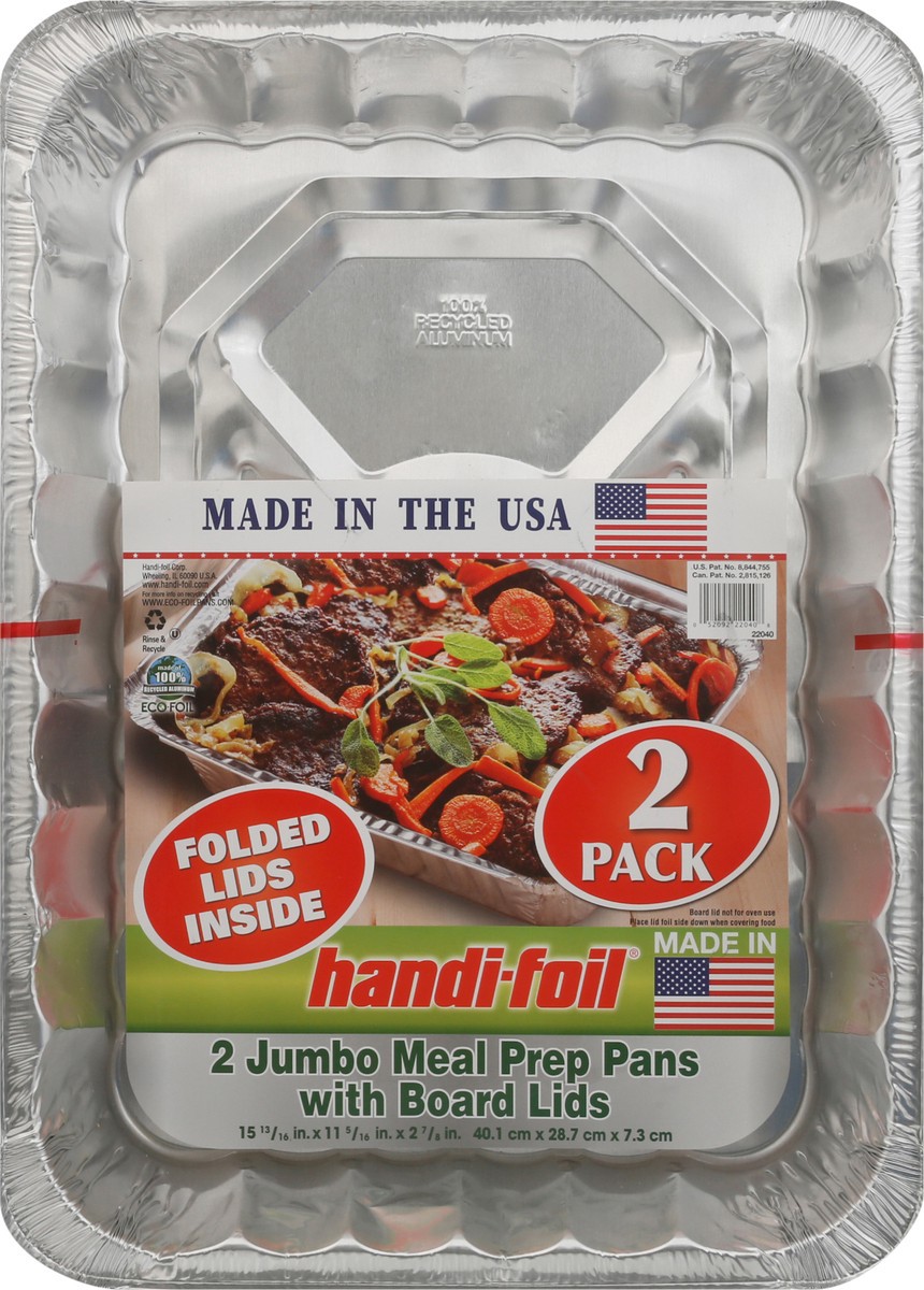 slide 1 of 11, Handi-foil 2 Pack Jumbo Meal Prep Pans with Board Lids 2 ea, 2 ct