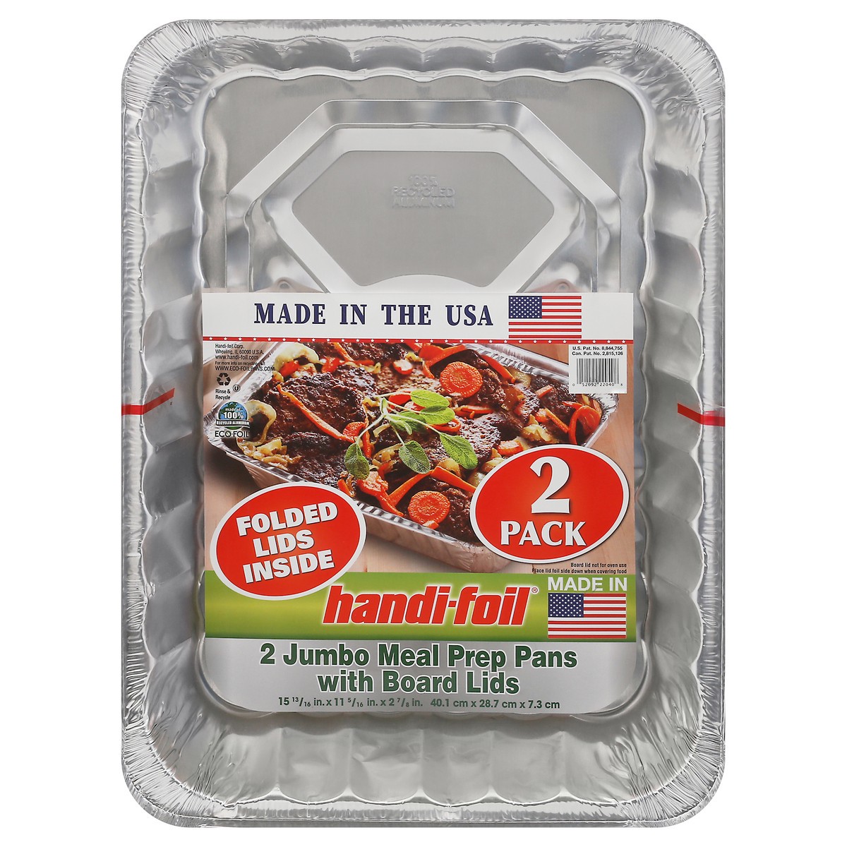 slide 3 of 11, Handi-foil 2 Pack Jumbo Meal Prep Pans with Board Lids 2 ea, 2 ct