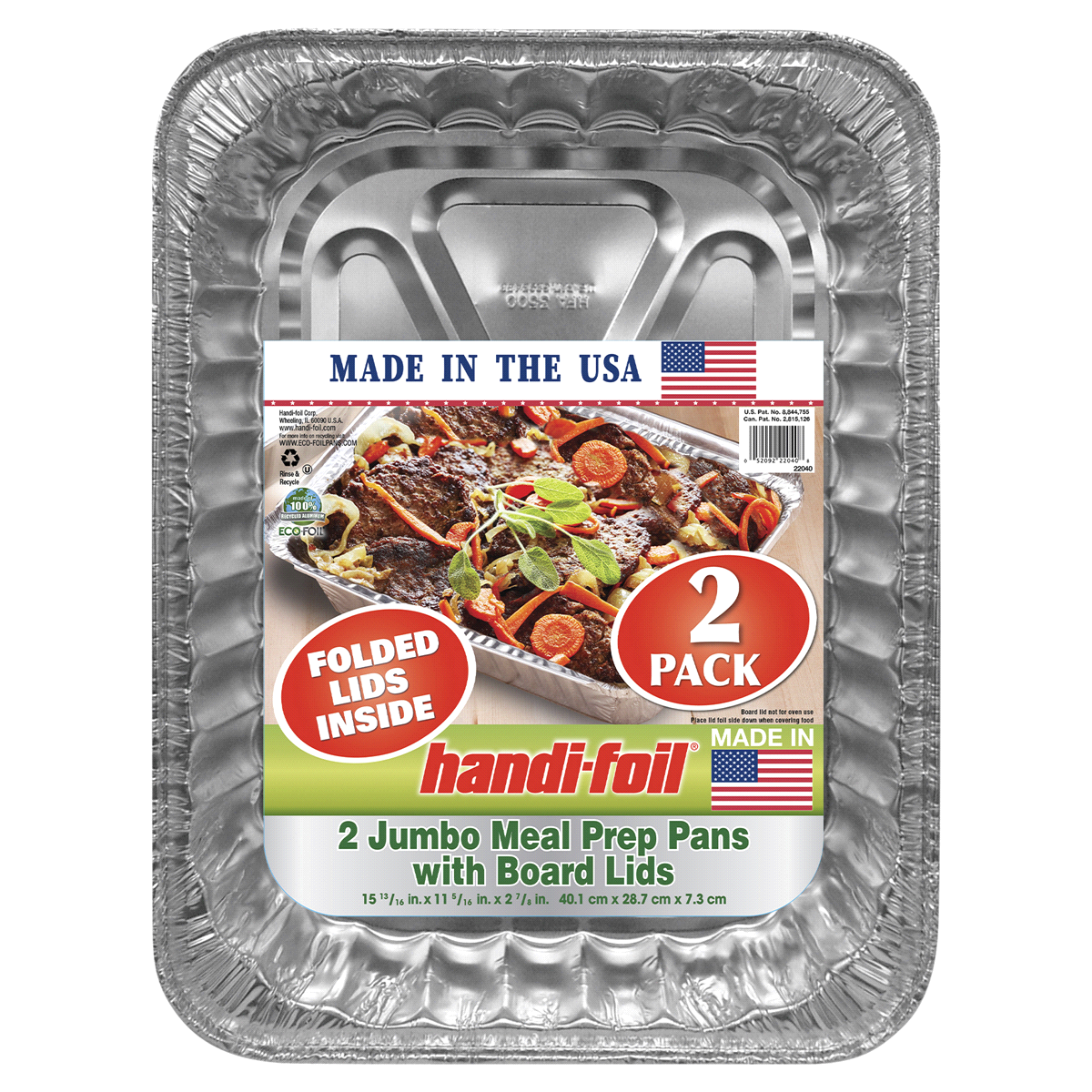 slide 1 of 1, Handi-foil Jumbo Storage Containers with Folded Lids, 2 ct