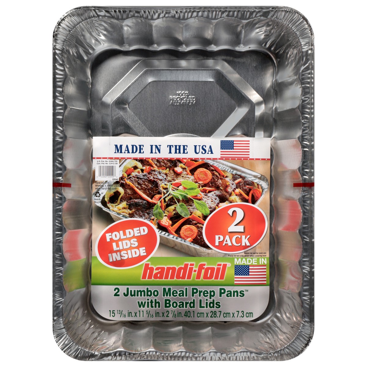 slide 1 of 11, Handi-foil Jumbo Meal Prep Pans with Board Lids 2 Each, 2 ct