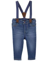 Oshkosh Baby Knit Denim Suspender Pants Blue 12M