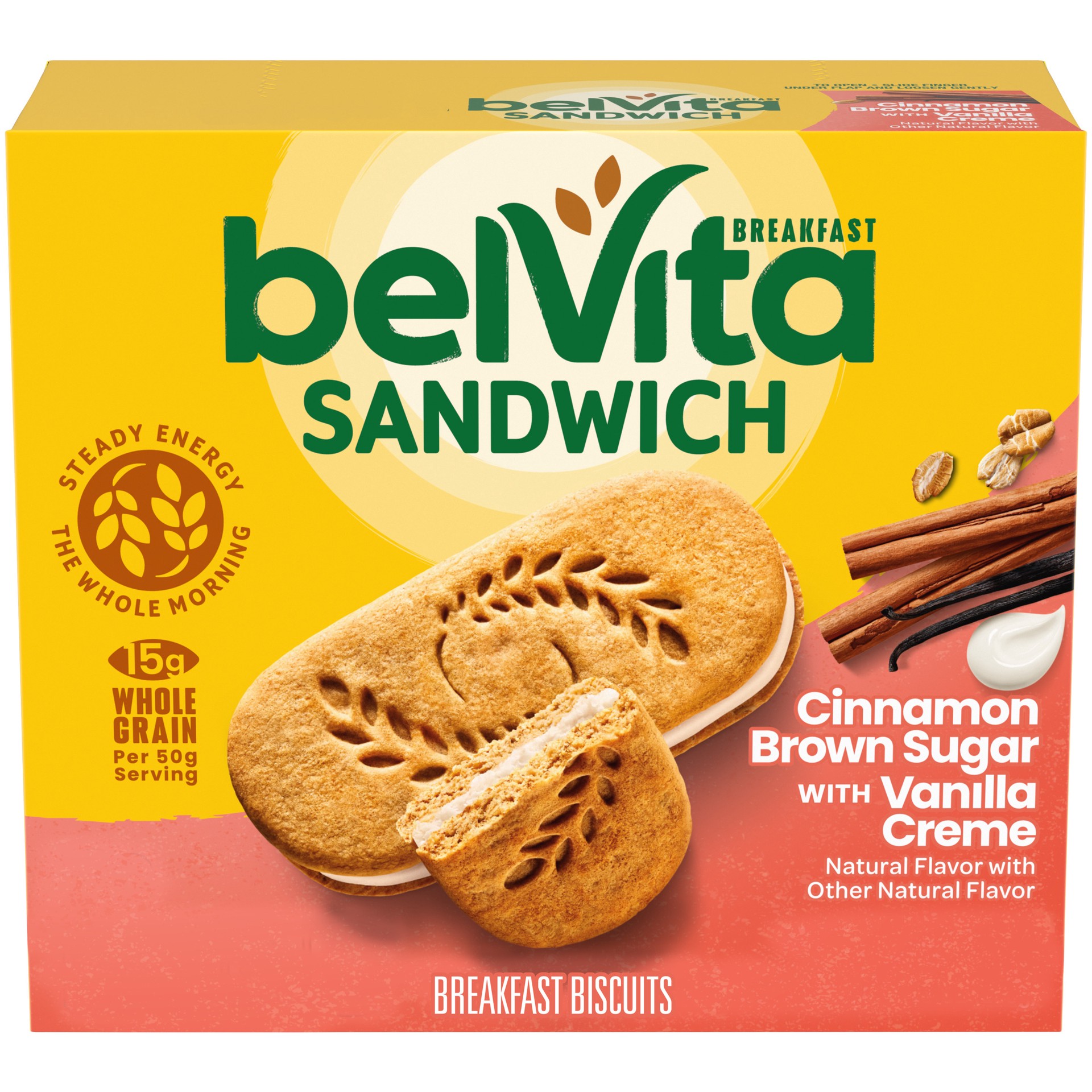 slide 1 of 9, Belvita Breakfast Cinnamon Brown Sugar & Vanilla Creme Breakfast Biscuits, 8.8 oz