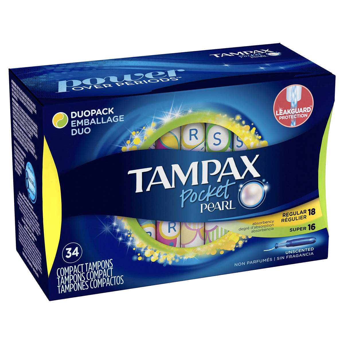 slide 3 of 10, Tampax Pocket Pearl Regular/Super Tampons, 34 ct