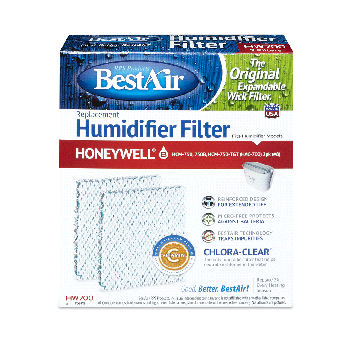 slide 1 of 1, BestAir Extended Life Humidifier Filter for Honeywell Humidifiers, HW700, 1 ct