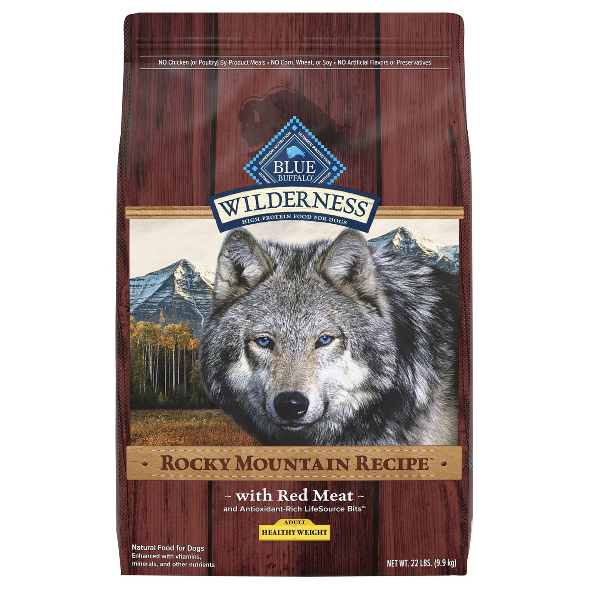 slide 1 of 13, Blue Buffalo Wilderness Rocky Mountain Recipe High-Protein Healthy Weight Adult Dry Dog Food, Plus Wholesome Grains, Red Meat, 22-lb. Bag, 22 lb