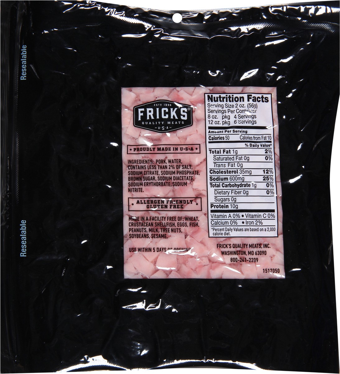 slide 2 of 12, Frick's Diced Ham with Natural Juices 8 oz, 1 ct