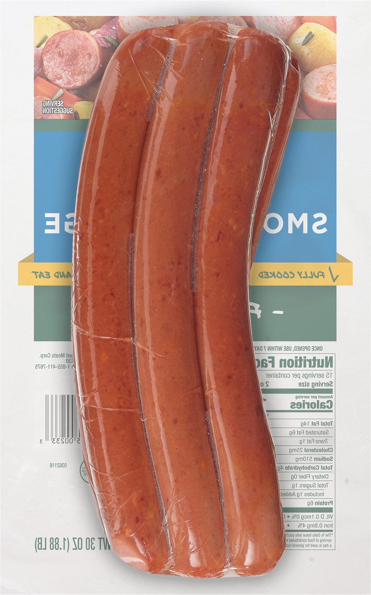 slide 3 of 5, Eckrich Beef Skinless Smoked Sausage, 30 oz, 30 oz