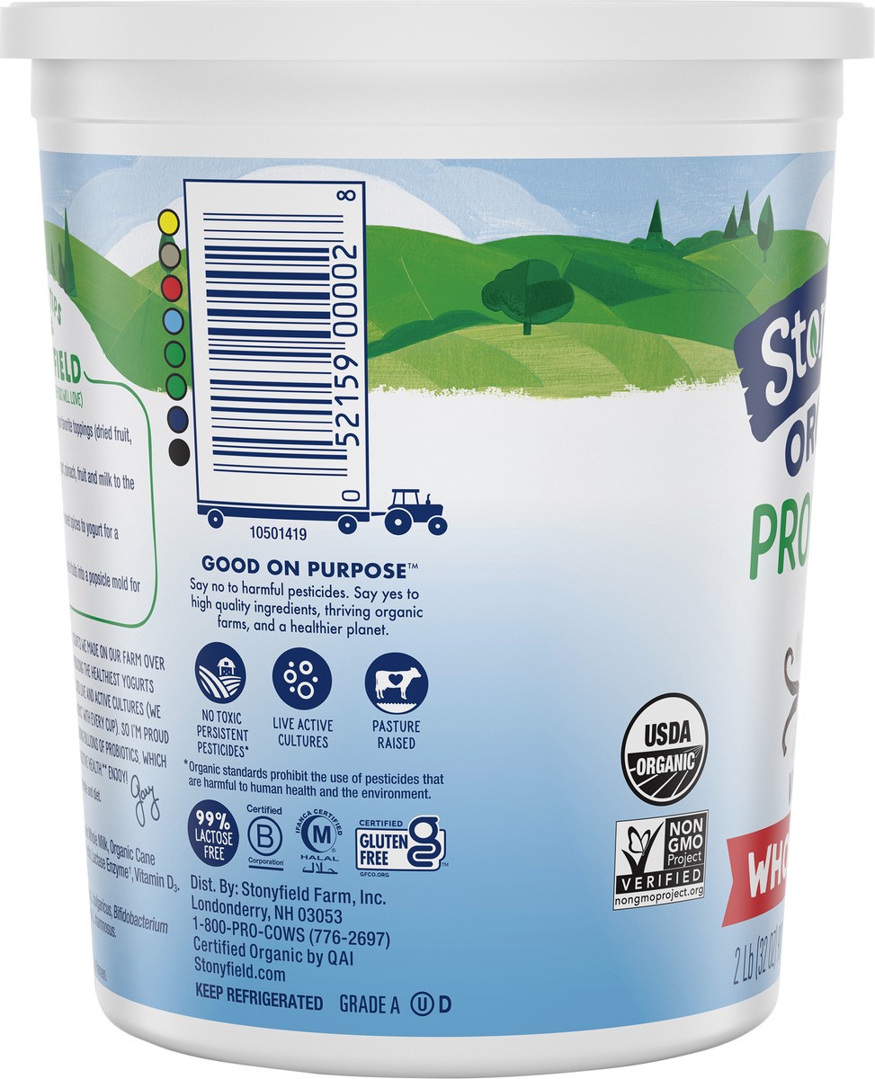 slide 3 of 12, Stonyfield Organic Whole Milk Probiotic Yogurt, Vanilla, 32 oz., 32 oz