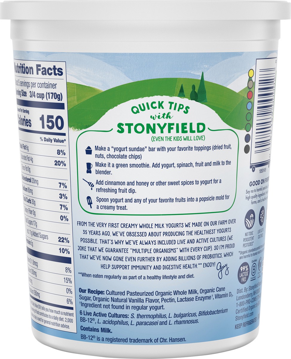 slide 7 of 12, Stonyfield Organic Whole Milk Probiotic Yogurt, Vanilla, 32 oz., 32 oz