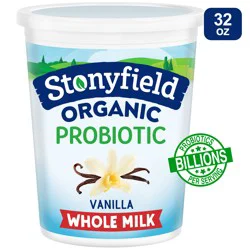 Stonyfield Organic Whole Milk Probiotic Yogurt, Vanilla, 32 oz.