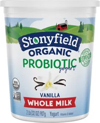 Stonyfield Organic Whole Milk Probiotic Yogurt, Vanilla, 32 oz.