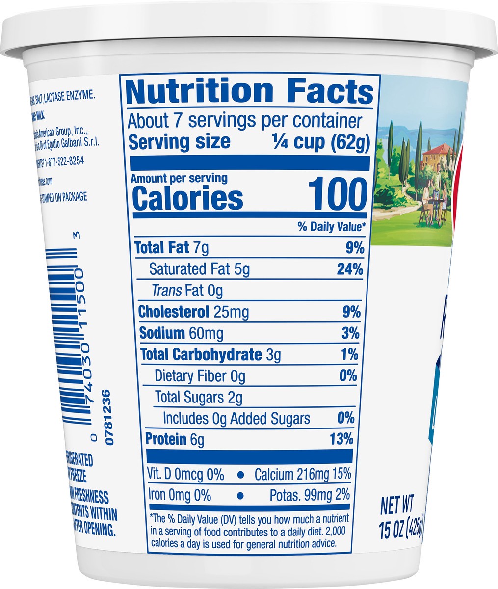 slide 2 of 7, Galbani Ricotta Cheese, Lactose Free, Whole Milk, 15 oz