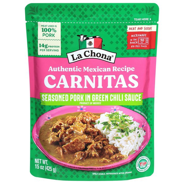 slide 1 of 1, La Chona Carnita Ssnd Pork Grn Chili, 15 oz