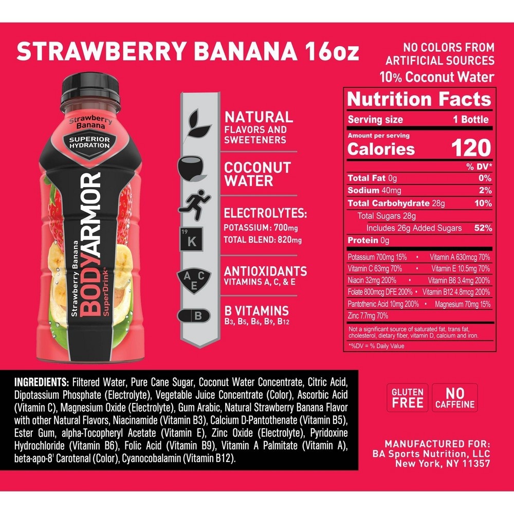 slide 10 of 11, BODYARMOR Strawberry Banana Bottle, 16 fl oz