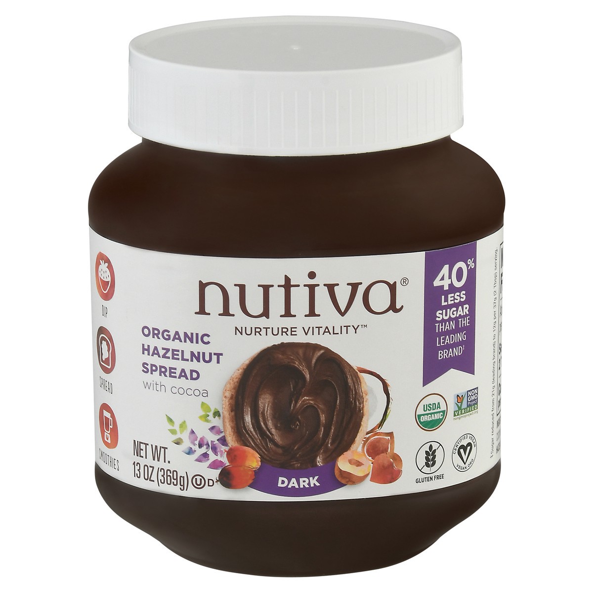slide 1 of 9, Nutiva Organic Dark Hazelnut Spread 13 oz, 13 oz