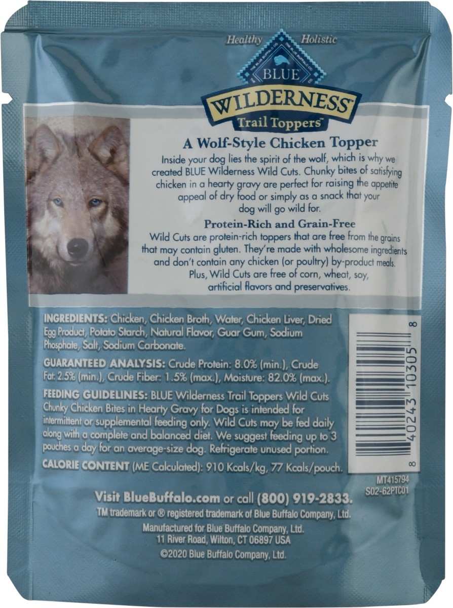 slide 8 of 9, Blue Buffalo Blue Wilderness Natural Trail Toppers Wild Cuts Chunky Chicken Bites in Hearty Gravy Topper/Snack for Dogs 3 oz, 3 oz