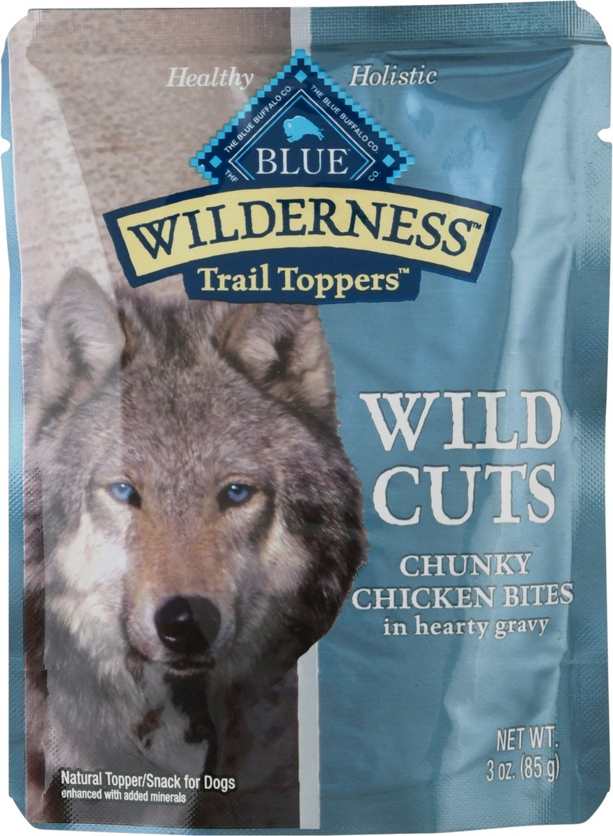 slide 5 of 9, Blue Buffalo Blue Wilderness Natural Trail Toppers Wild Cuts Chunky Chicken Bites in Hearty Gravy Topper/Snack for Dogs 3 oz, 3 oz