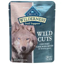Blue Buffalo Blue Wilderness Trail Toppers Wild Cuts Natural Chunky Chicken Bites in Hearty Gravy Topper/Snack for Dogs 3 oz