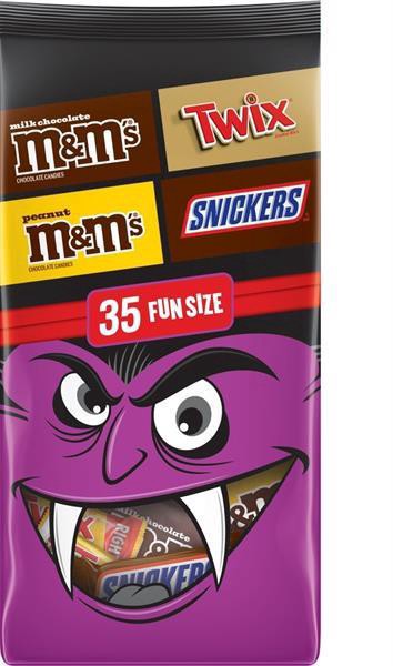 slide 1 of 1, Mars M&M's, Snickers & Twix Milk Chocolate Halloween Candy - 19.37 Oz Bulk Bag, 35 ct