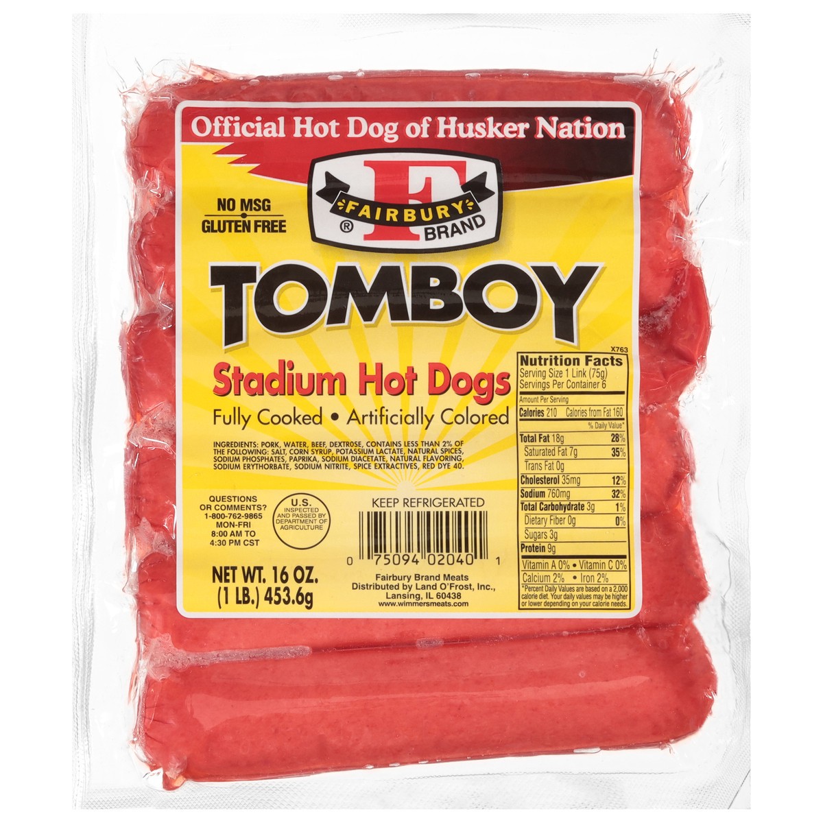 slide 8 of 12, Fairbury Brand Tomboy Stadium Hot Dogs, 6 ct; 16 oz