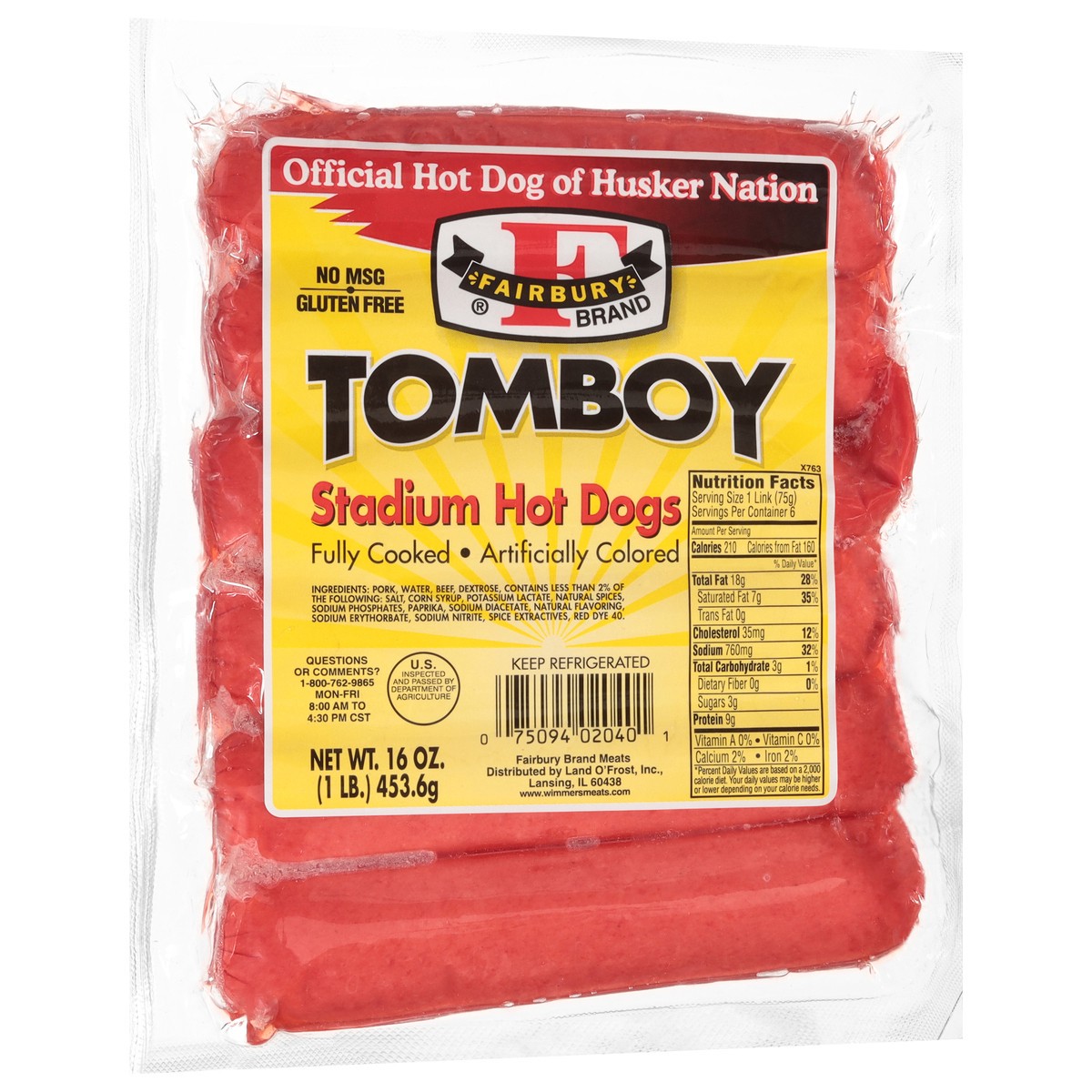 slide 9 of 12, Fairbury Brand Tomboy Stadium Hot Dogs, 6 ct; 16 oz