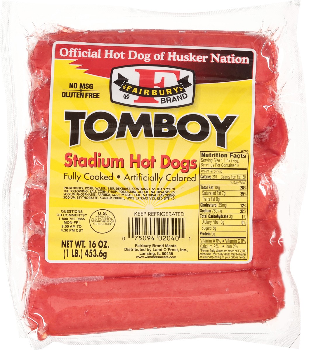 slide 2 of 12, Fairbury Brand Tomboy Stadium Hot Dogs, 6 ct; 16 oz