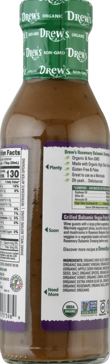 slide 2 of 13, Drew's Organics Rosemary Balsamic Dressing & Quick Marinade 12 oz, 12 oz