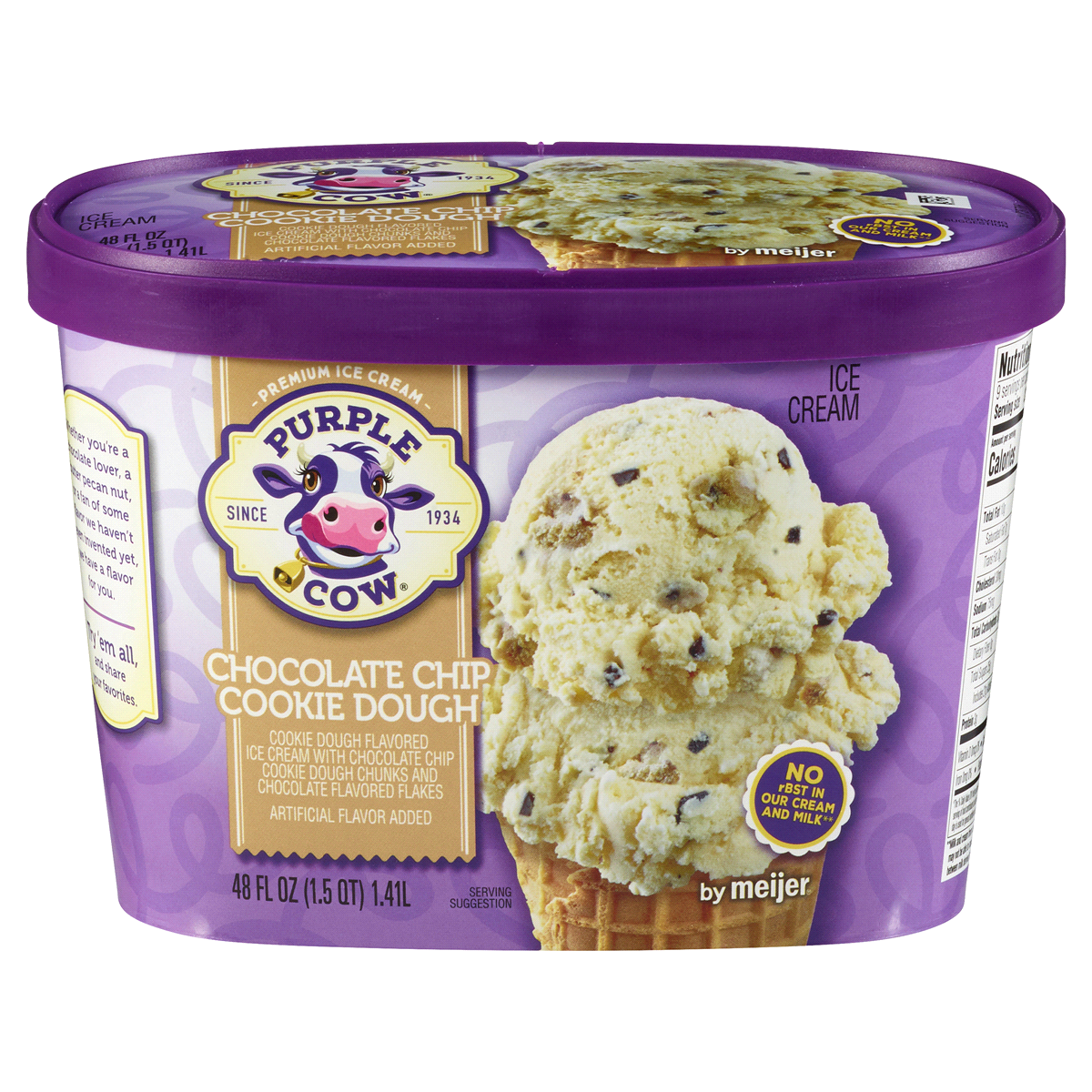 slide 1 of 4, Purple Cow Chocolate Chip Cookie Dough Ice Cream, 1.5 qt