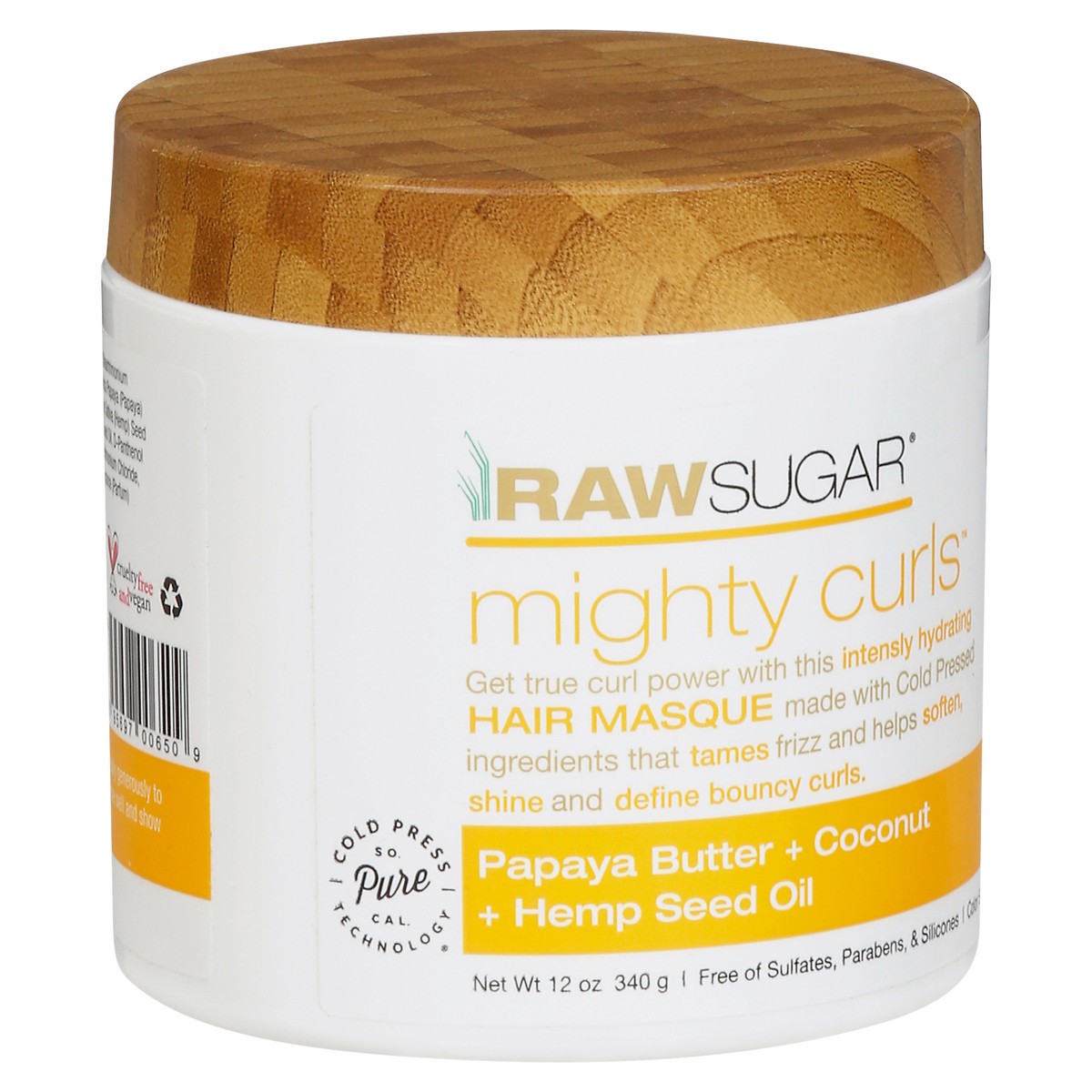 slide 2 of 9, Raw Sugar Mighty Curls Papaya Butter + Coconut + Hemp Seed Oil Hair Masque 12 oz, 12 oz
