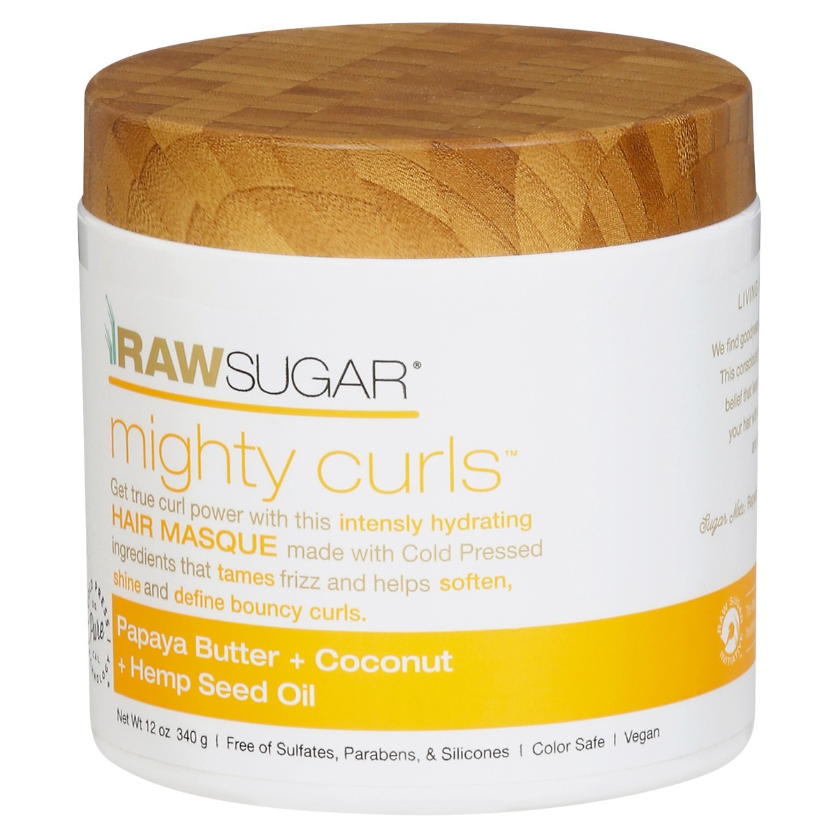 slide 3 of 9, Raw Sugar Mighty Curls Papaya Butter + Coconut + Hemp Seed Oil Hair Masque 12 oz, 12 oz